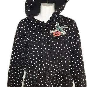 Ezekiel Hoodie Womens | Color: Black with White Polk Dots | Size: L